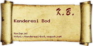 Kenderesi Bod névjegykártya